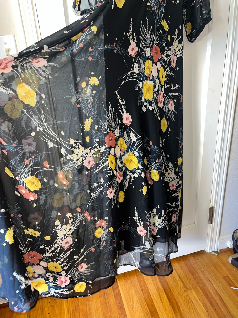 Baltic Born Women’s Black Floral Maxi Dress with Yellow & Pink Blooms XL - Picture 5 of 8